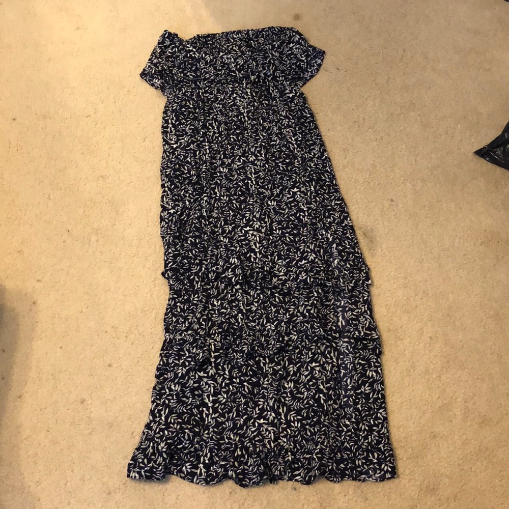 Strapless maxi dress with leg slit!
